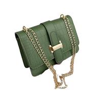 Bolso Bandolera Piel Mujer Patrón de piedra Bolsos un solo hombro tipo bandolera for mujer Cadenas cuero mensajero Bolso pequeño cuadrado Para Diario(Green)