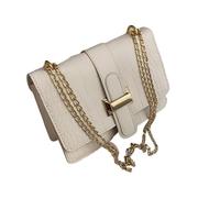 Bolso Bandolera Piel Mujer Patrón de piedra Bolsos un solo hombro tipo bandolera for mujer Cadenas cuero mensajero Bolso pequeño cuadrado Para Diario(White)