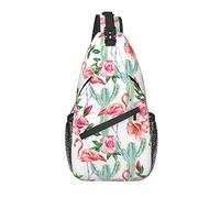 Bolso Bandolera Pink Flamingo Rose Flower Cactus Senderismo Mochila Crossbody Hombro Mochila Travel Chest Pack para Hombres Mujeres