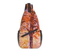 Bolso Bandolera Pintura al óleo árbol otoño Arte Senderismo Mochila Bandolera Hombro Mochila Viaje Pecho Paquete para Hombres Mujeres