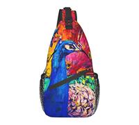Bolso Bandolera Pintura al óleo Colorido Pavo Real Senderismo Mochila Bandolera Hombro Mochila de Viaje Paquete de Pecho para Hombres y Mujeres