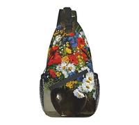 Bolso Bandolera Pintura al óleo jarrón Arte Floral Senderismo Mochila Bandolera Hombro Mochila de Viaje Paquete de Pecho para Hombres y Mujeres