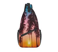 Bolso Bandolera Playa Palmera Atardecer Senderismo Mochila Crossbody Hombro Mochila Viaje Cofre Pack para Hombres Mujeres
