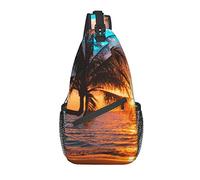 Bolso Bandolera Playa Palmera Verano Atardecer Senderismo Mochila Crossbody Hombro Mochila Viaje Cofre Paquete para Hombres Mujeres