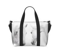 Bolso bandolera portátil con estampado de caballos blancos para mujer, adecuada para gimnasio, entrenamientos, viajes y viajes