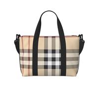 Bolso bandolera portátil con estampado de líneas a cuadros grises para mujer, adecuada para gimnasio, entrenamientos, viajes y viajes