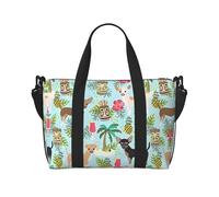 Bolso bandolera portátil con estampado de piña y perro chihuahua para mujer, adecuada para gimnasio, entrenamientos, viajes y viajes