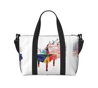 Bolso bandolera portátil con estampado de teclado de piano colorido para mujer, adecuada para gimnasio, entrenamientos, viajes y viajes