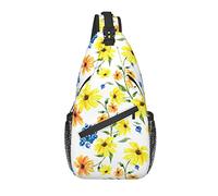 Bolso Bandolera Primavera Amarillo Margarita Flor Arándano Senderismo Mochila Crossbody Hombro Mochila Viaje Cofre Paquete para Hombres Mujeres