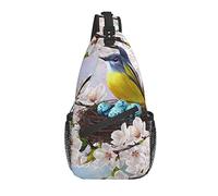 Bolso Bandolera Primavera Flor de Cerezo Huevo de pájaro Senderismo Mochila Bandolera Hombro Mochila de Viaje Paquete de Pecho para Hombres y Mujeres
