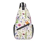 Bolso Bandolera Primavera Flor Margarita Mariposa botánica Senderismo Mochila Bandolera Hombro Mochila Viaje Pecho Paquete para Hombres y Mujeres