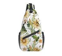 Bolso Bandolera Primavera Girasol Floral Maíz Acuarela Senderismo Mochila Crossbody Hombro Mochila Viaje Cofre Pack para Hombres Mujeres