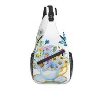 Bolso Bandolera Primavera Margarita Flor Mariposa Copa Senderismo Mochila Crossbody Hombro Mochila Viaje Cofre Paquete para Hombres Mujeres