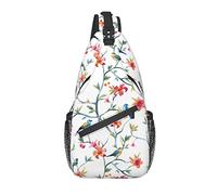 Bolso Bandolera Primavera pájaro Azul Acuarela Rama Flor Senderismo Mochila Bandolera Hombro Mochila Viaje Pecho Paquete para Hombres y Mujeres