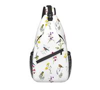 Bolso Bandolera Primavera pájaro Flor botánica Planta Senderismo Mochila Bandolera Hombro Mochila Viaje Pecho Paquete para Hombres y Mujeres