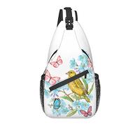 Bolso Bandolera Primavera pájaro Floral Mariposa Senderismo Mochila Bandolera Hombro Mochila Viaje Pecho Paquete para Hombres Mujeres