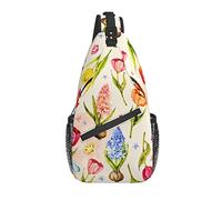 Bolso Bandolera Primavera tulipán Flor botánica Senderismo Mochila Bandolera Hombro Mochila Viaje Pecho Paquete para Hombres Mujeres