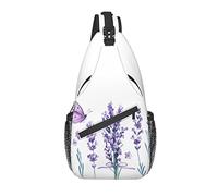 Bolso Bandolera púrpura Lavanda Flor Mariposa botánico Senderismo Mochila Bandolera Hombro Mochila Viaje Pecho Paquete para Hombres y Mujeres