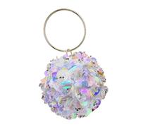 Bolso bandolera redondo con lentejuelas brillantes, accesorio elegante para invitados de boda y noche de graduación con lentejuelas brillantes, colorido, One Size