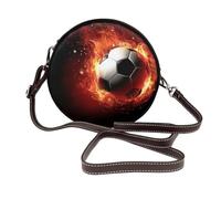 Bolso bandolera redondo de piel para mujer, diseño de pelota de fútbol