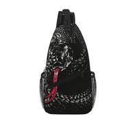 Bolso Bandolera Reversible para Mujer y Hombre, Ideal para Viajes, Senderismo, Ciclismo, Escalada, Actividades al Aire Libre, con Estampados Personalizados, diseño de Serpiente Cobra Negra.