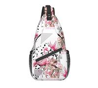 Bolso Bandolera Rosa Flamenco Tropical geométrico Senderismo Mochila Bandolera Hombro Mochila Viaje Pecho Paquete para Hombres Mujeres