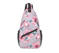 Bolso Bandolera Rosa Flor Acuarela Floral Senderismo Mochila Bandolera Hombro Mochila Viaje Pecho Paquete para Hombres Mujeres