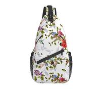 Bolso Bandolera Rosa Flor colibrí Vintage Senderismo Mochila Bandolera Hombro Mochila Viaje Pecho Paquete para Hombres y Mujeres