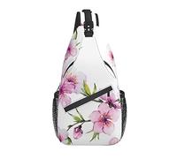 Bolso Bandolera Rosa Flor de Cerezo Acuarela Senderismo Mochila Bandolera Hombro Mochila de Viaje Paquete de Pecho para Hombres y Mujeres