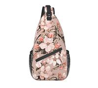 Bolso Bandolera Rosa Flor de Primavera Vintage Cereza Senderismo Mochila Bandolera Hombro Mochila de Viaje Paquete de Pecho para Hombres y Mujeres