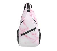 Bolso Bandolera Rosa mármol Naturaleza grieta Abstracto Senderismo Mochila Bandolera Hombro Mochila Viaje Pecho Paquete para Hombres Mujeres