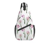 Bolso Bandolera Rosa Pastel Flor de tulipán Primavera Senderismo Mochila Bandolera Hombro Mochila de Viaje Paquete de Pecho para Hombres y Mujeres