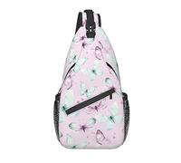 Bolso Bandolera Rosa Pastel Mariposa Senderismo Mochila Bandolera Hombro Mochila Viaje Pecho Paquete para Hombres Mujeres
