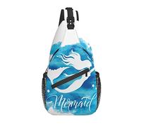 Bolso Bandolera Silueta de Sirena Azul Acuarela mar Senderismo Mochila Bandolera Hombro Mochila de Viaje Paquete de Pecho para Hombres y Mujeres