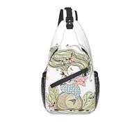 Bolso Bandolera Sirena Estrella de mar Coral Pastel Verde Senderismo Mochila Bandolera Hombro Mochila de Viaje Paquete de Pecho para Hombres y Mujeres