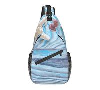 Bolso Bandolera Tabla de Madera Concha de mar Estrella de mar Verano Senderismo Mochila Bandolera Hombro Mochila de Viaje Paquete de Pecho para Hombres y Mujeres
