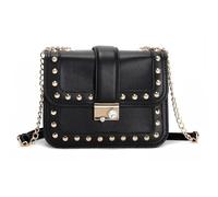 Bolso Bandolera Tachuelas Bolso bandolera con remaches Bolso bandolera con remaches y cadena Bolso bandolera de un solo hombro Pequeño cuadrado(Black)