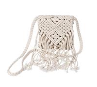 Bolso Bandolera Tejido de Paja con Borlas, Ganchillo Verano Trenzado Bolso Playa de Cuerda de Algodón para Mujer, Moda Estilo Bohemio Trenzada a Mano Hilo Macrame Bolsas de Mensajero