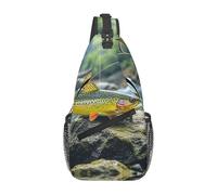 Bolso bandolera tipo bandolera, tipo riñonera informal para viajes, ideal para pesca con mosca y trucha de arroyo.