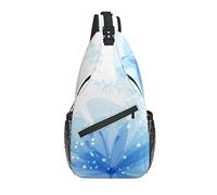 Bolso Bandolera Transparente Floral Azul Flor Senderismo Mochila Bandolera Hombro Mochila Viaje Pecho Paquete para Hombres Mujeres