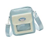 Bolso bandolera transparente Itabag estilo japonés de color de contraste, bolso de hombro para teléfono pequeño para pantalla de pines, Blue, One Size