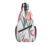 Bolso Bandolera tulipán Rojo Acuarela Primavera Senderismo Mochila Bandolera Hombro Mochila de Viaje Paquete de Pecho para Hombres y Mujeres
