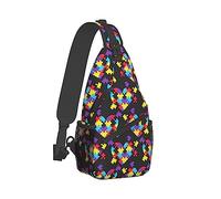 Bolso bandolera ultraligero Mochila Bolso bandolera Bolso de pecho Paquete antirrobo Bolso multiusos para ciclismo al aire libre Senderismo Viajes (Concienciación sobre el autismo Rompecabezas color