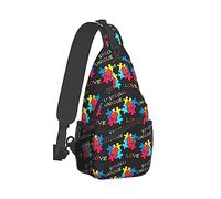 Bolso bandolera ultraligero Mochila Bolso bandolera de un solo hombro Bolso multiusos antirrobo para acampar al aire libre Senderismo Ciclismo, rompecabezas colorido Concienciación sobre el autismo