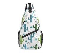 Bolso Bandolera Verde Azul Cactus Cactus Suculentas Senderismo Mochila Crossbody Hombro Mochila Viaje Cofre Pack para Hombres Mujeres