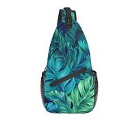 Bolso Bandolera Verde Bosque Tropical Hoja de Palma Senderismo Mochila Bandolera Hombro Mochila de Viaje Paquete de Pecho para Hombres y Mujeres
