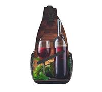 Bolso Bandolera Vino Tinto Tabla de Madera UVA Senderismo Mochila Bandolera Hombro Mochila Viaje Pecho Paquete para Hombres Mujeres