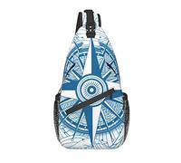 Bolso Bandolera Vintage Azul brújula náutica Senderismo Mochila Bandolera Hombro Mochila Viaje Pecho Paquete para Hombres Mujeres