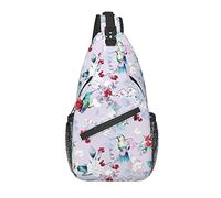 Bolso Bandolera Vintage Flor Rosa colibrí botánico Senderismo Mochila de Hombro Tipo Bandolera Mochila de Viaje para Hombres y Mujeres