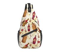 Bolso Bandolera Wintage Botella de Vidrio Vino Tinto Senderismo Mochila de Hombro Crossbody Mochila de Viaje Paquete de Pecho para Hombres y Mujeres
